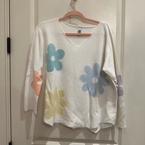 Colorful Floral V-Neck Sweater